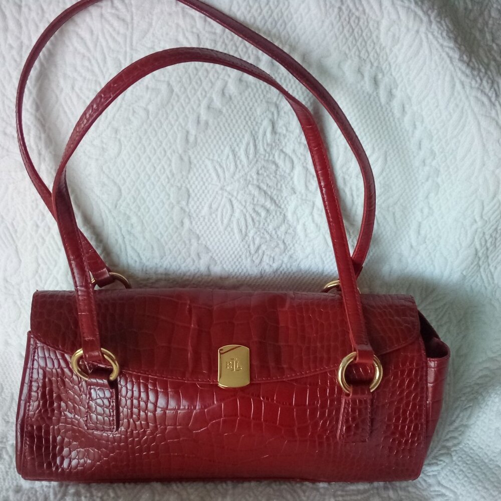 Lauren Ralph Lauren Red Crocodile Handbag